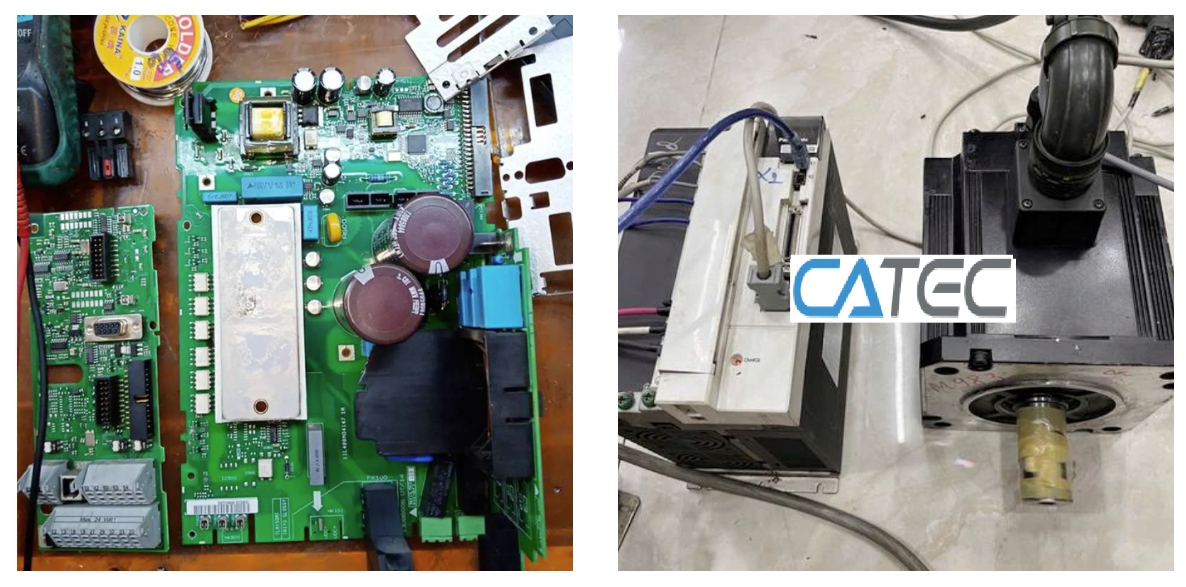 nhân viên catec đang sửa chữa servo báo lỗi