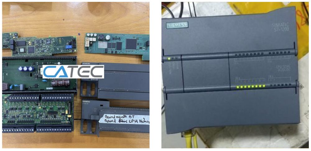 Hình ảnh bộ lập trình PLC Siemens đang được sửa chữa tại CATEC Automation