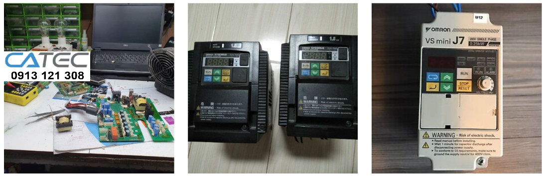 Hình ảnh thực tế biến tần Omron đang được sửa tại xưởng CATEC: sửa biến tần Omron 3G3JE,sửa biến tần Omron 3G3JX,sửa biến tần Omron 3G3MX,sửa biến tần Omron 3G3RX,sửa biến tần Omron 3G3JV