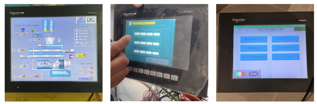 Hình ảnh màn hình cảm ứng HMI Schneider đang trong quá trình được sửa chữa tại CATEC Automation
